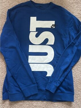 Nike Royal Blue Crewneck with Large White 'JUST DO IT ‘Graphic